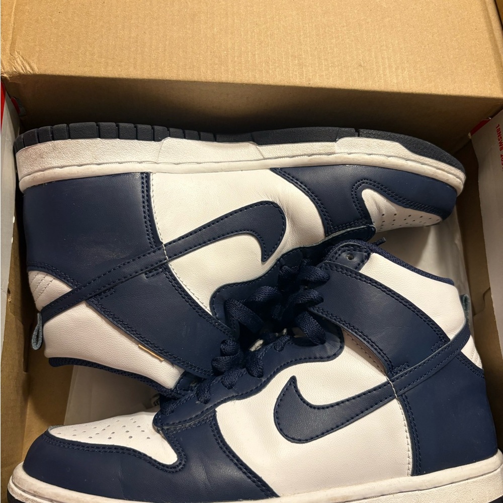 Nike Men's Blue and White High-Top Sneakers